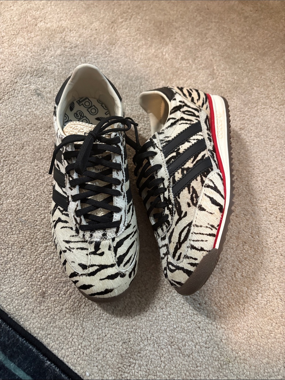 adidas SL72 Zebra-Print Pony Hair Sneakers 5.5